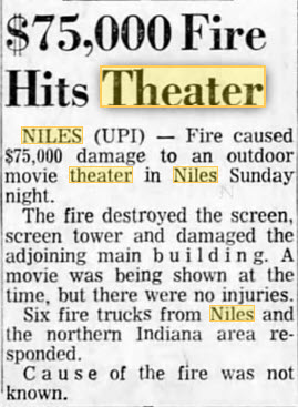 Niles 31 Outdoor Theatre - 12 Jul 1965 Article On Fire (newer photo)